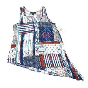 Karen Kane Patchwork Asymmetric Hem Tank Tunic Top